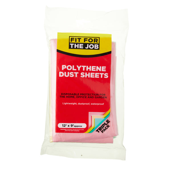 Polythene Coloured Dust Sheets - 12' x 9' - Pack of 3